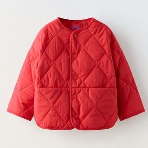 ZARA TODDLER WATER REPELLENT PUFFER JACKET, RED QUILTED, SIZE 5, Unisex